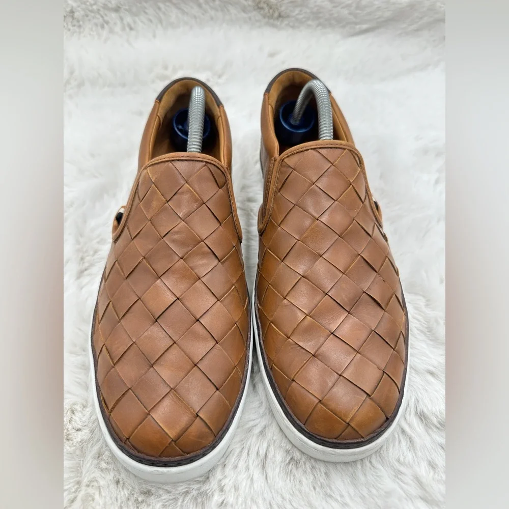 Allen Edmonds Mens Alpha Woven Lugg Brown Leather‎ White Sole Shoe Size 9